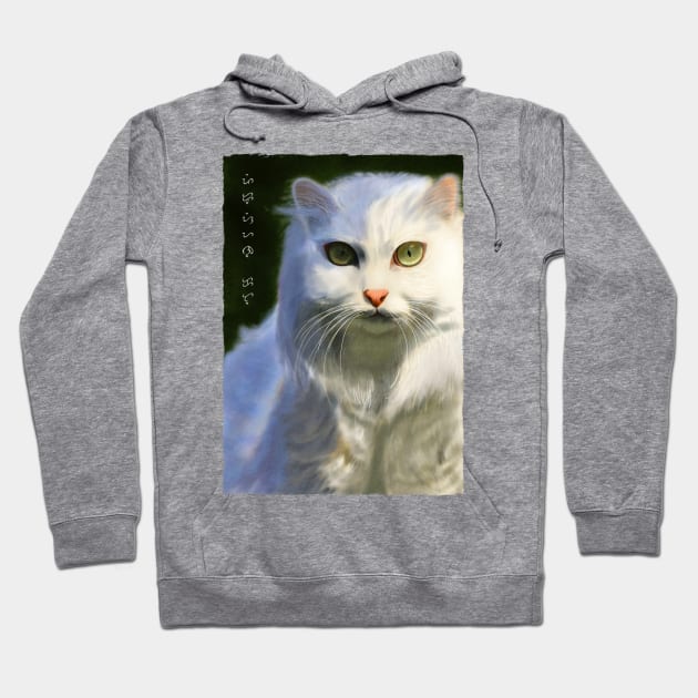 Persian Cat - White Hoodie by Thor Reyes